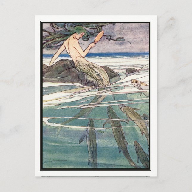 Cartão Postal Sereia na Rocha dos Maroners por Alice B. Woodward (Frente)