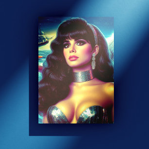 Cartão Postal Sereia Retro Pin-up