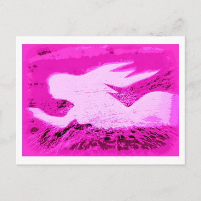 Cartão Postal sereia rosa apontando (Frente)