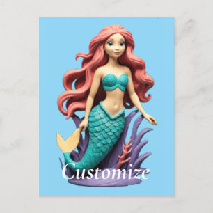 Cartão Postal Sereia Ruiva Bonita Thunder_Cove