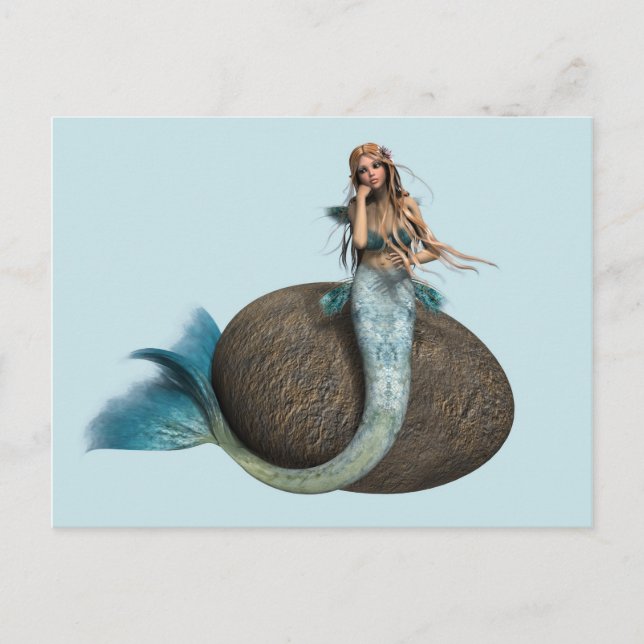 Cartão Postal Sereia Sonhadora Golfinho Arte Fantasia Subaquátic (Frente)
