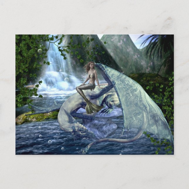 Cartão Postal Sereid Dragon Fantasy Waterfall Landscape (Frente)