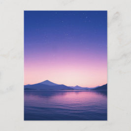 Cartão Postal Serena Noite Estrelada Montanha Lago