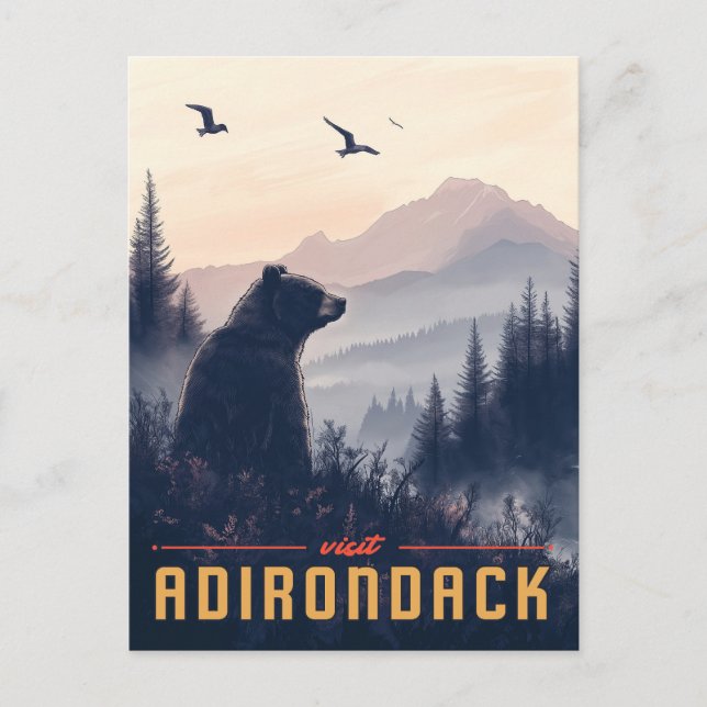 Cartão Postal Serene Adirondack Bear: Uma Vintage (Frente)