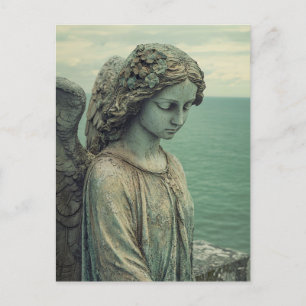 Cartão Postal Serene Angel Statue com Patina