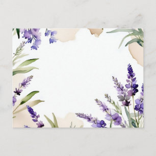 Cartão Postal Serene Blooms Lavanda de Aquarela