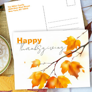 Cartão Postal Serene Fall Maple Sai Feliz Ação de Graças