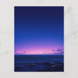 Cartão Postal Serene Starry Night Sea Horizon