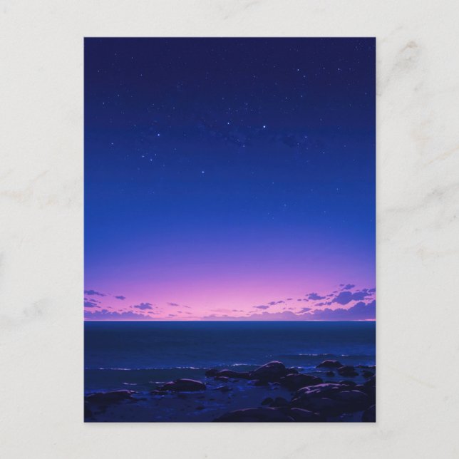 Cartão Postal Serene Starry Night Sea Horizon (Frente)