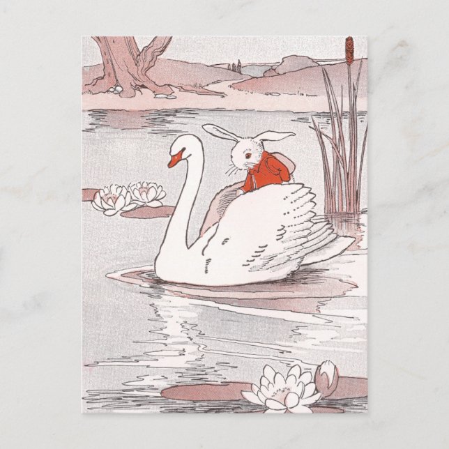 Cartão Postal Serene Swan Dá Levantamento ao Coelho (Frente)