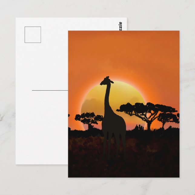 Cartão Postal Serengeti Sunset Giraffe | Safari Wildlife (Frente/Verso)