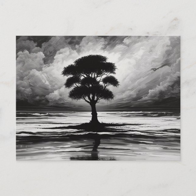 Cartão Postal Serenidade Solitária: Resiliência de Uma Árvore (Frente)
