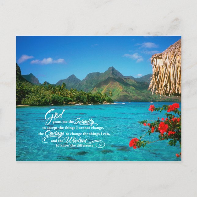 Cartão Postal Serenity Prayer & Bora Bora (Frente)