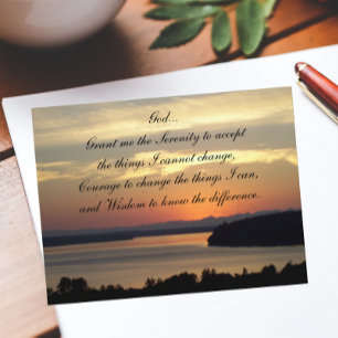 Cartão Postal Serenity Prayer Orange Seascape Foto Sunset