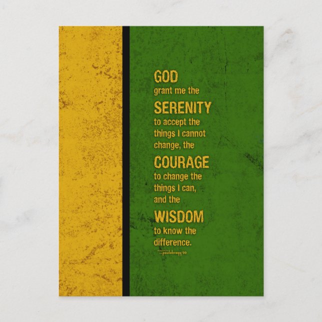 Cartão Postal Serenity Prayer: Patriótico Jamaica Verde Dourado (Frente)