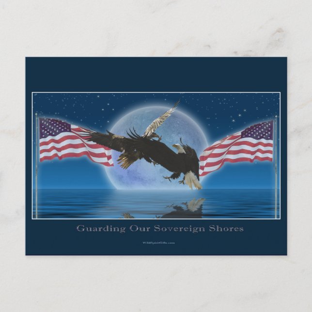 Cartão Postal Série BALD EAGLE e US FLAG Patriot (Frente)
