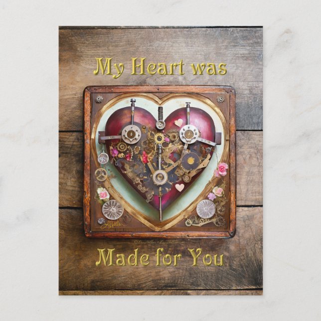 Cartão Postal Série Steampunk do Coração Vermelho Buff (Frente)