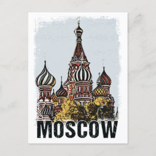 Cartão Postal Série Viagens vintage de Poster das Ruas de Moscou