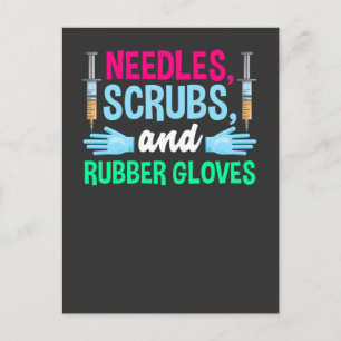 Cartão Postal Seringa Phlebotomista Engraçada e Funcionário do