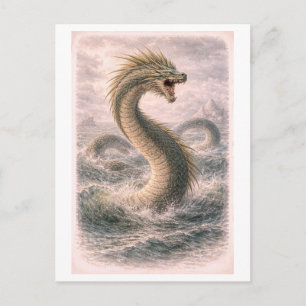 Cartão Postal Serpente Marinha ao Estilo Vintage (Série Mitológi