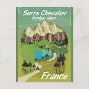 Cartão Postal Serre Chevalier, França pôster de viagem de esqui