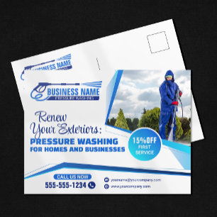 Cartão Postal Serviço de Limpeza de Casa com Lavagem a Alta Pres