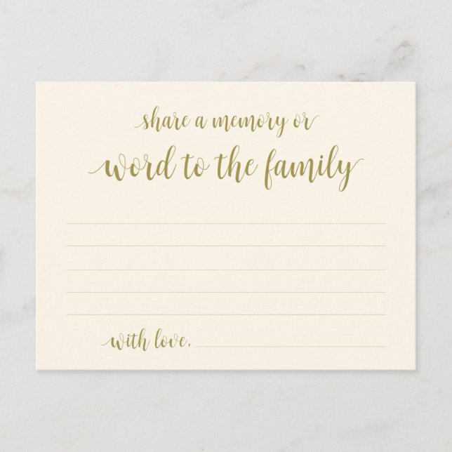 Cartão Postal Serviço Funeral Clássico Dourado, Compartilhe um C (Frente)