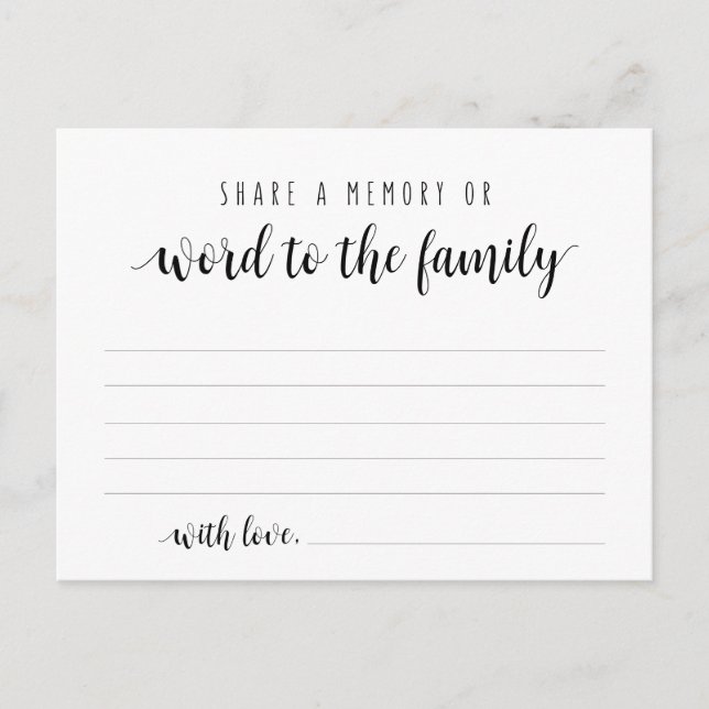 Cartão Postal Serviço Funeral, Script Preto, Compartilhe um Cart (Frente)