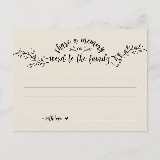 Cartão Postal Serviço Funerário, Creme Rústico, Compartilhe um c (Frente)