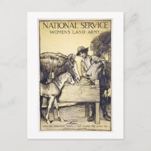 Cartão Postal Serviço Nacional Vintage Exército Terrestre Mulher