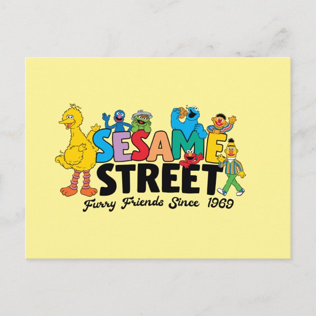 Cartão Postal Sesame Street | Amigos Peludos Desde 1969 (Frente)