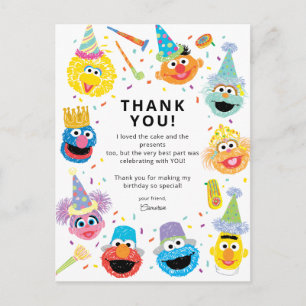Cartão Postal Sesame Street Pals Confetti Aniversário