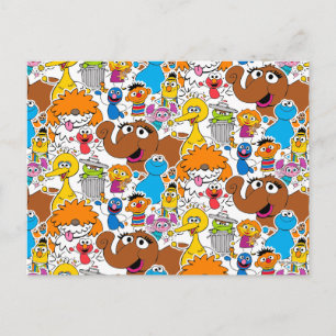 Cartão Postal Sesame Street Pals Doodley Patterno