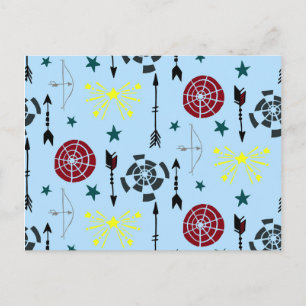 Cartão Postal Setas e Alvos de Arcos de Arqueria Azul