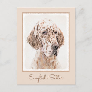 Cartão Postal Setter Inglês Laranja Belton Pintando Arte Cão
