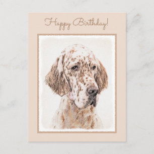 Cartão Postal Setter Inglês Laranja Belton Pintura Arte Canina