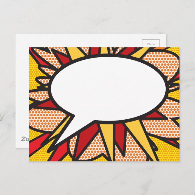 Cartão Postal Seu Balão de Fala de Mensagem Diversão Retro Quadr (Frente/Verso)