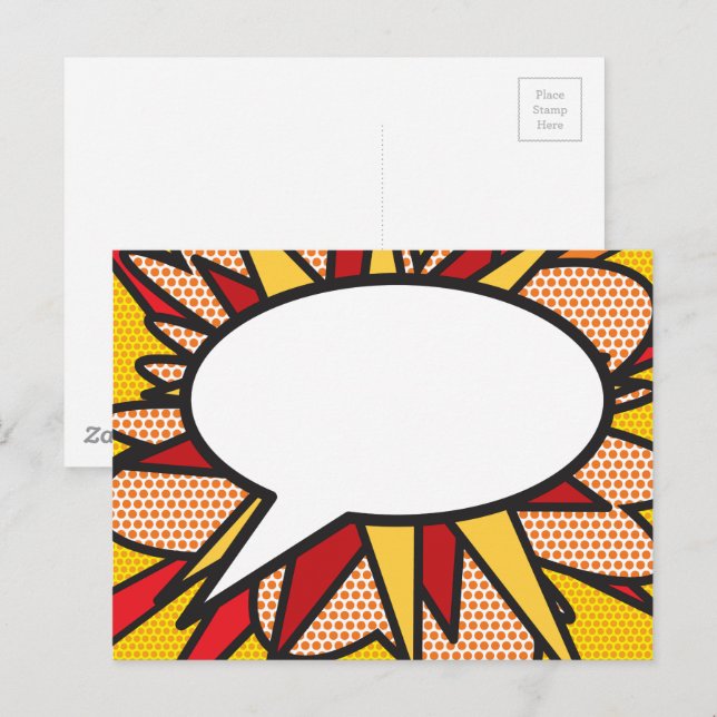 Cartão Postal Seu Balão de Fala Divertido Retrô de Quadrinhos (Frente/Verso)