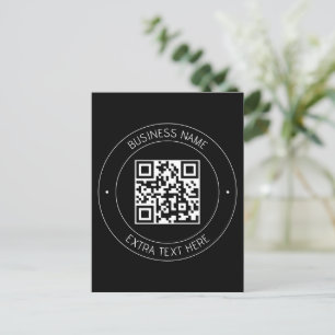 Cartão Postal Seu código QR & Texto Editável Preto & Branco