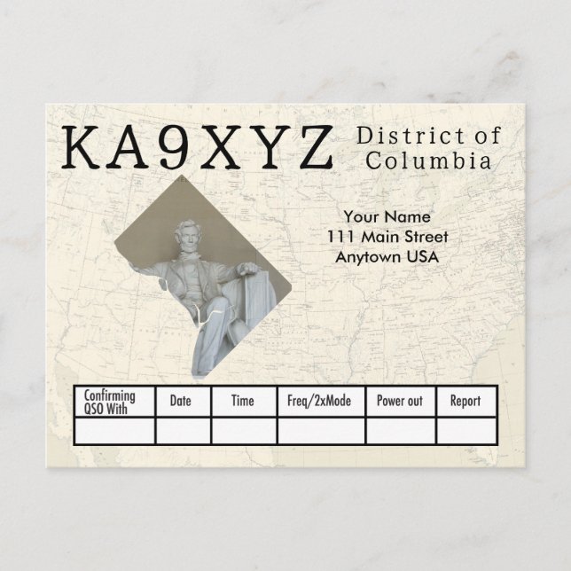 Cartão Postal Seu distrito fotográfico de Columbia Cutout Person (Frente)