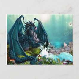 Cartão Postal Seu Dragão de Pet Fantasy e Fada