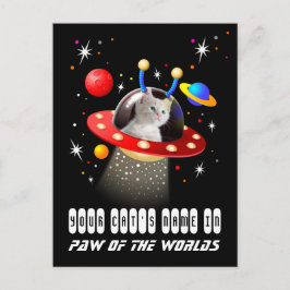 Cartão Postal Seu Gato em uma Espaçonave Alien UFO Cena de Ficçã