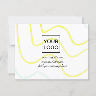 Cartão Postal Seu logotipo aqui branco, com linhas amarelas míni