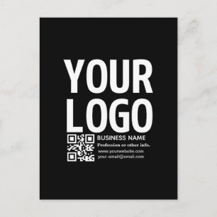 Cartão Postal Seu logotipo com código QR e texto editáveis