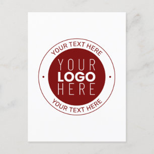 Cartão Postal Seu logotipo e texto personalizável Vermelho Esc