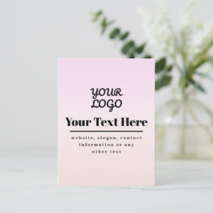 Cartão Postal Seu Logotipo e Texto   Pink e Peach Ombre