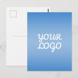 Cartão Postal Seu Logotipo & Moderno Ombre Simples Azul Claro