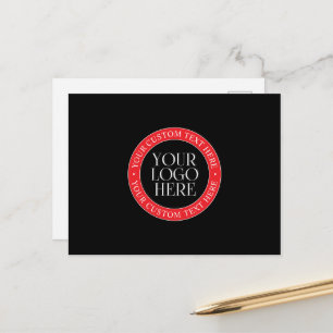 Cartão Postal Seu logotipo ou outra imagem Preto Vermelho e Br