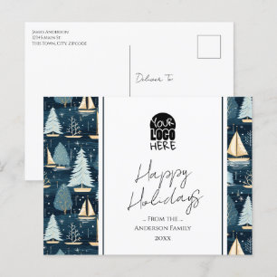 Cartão Postal Seu logotipo Saudações de Natal Náuticas