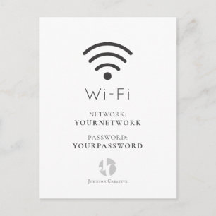 Cartão Postal Seu Logotipo - Sinal branco minimalista Wi-Fi